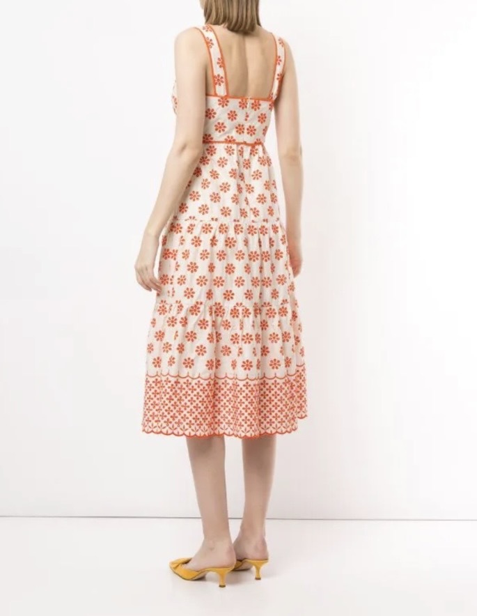 I Want You Midi Dress size AU10 White and Orange 