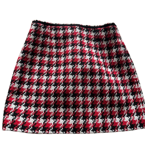 Vintage Red, White and Black tweed mini skirt size medium/AU10