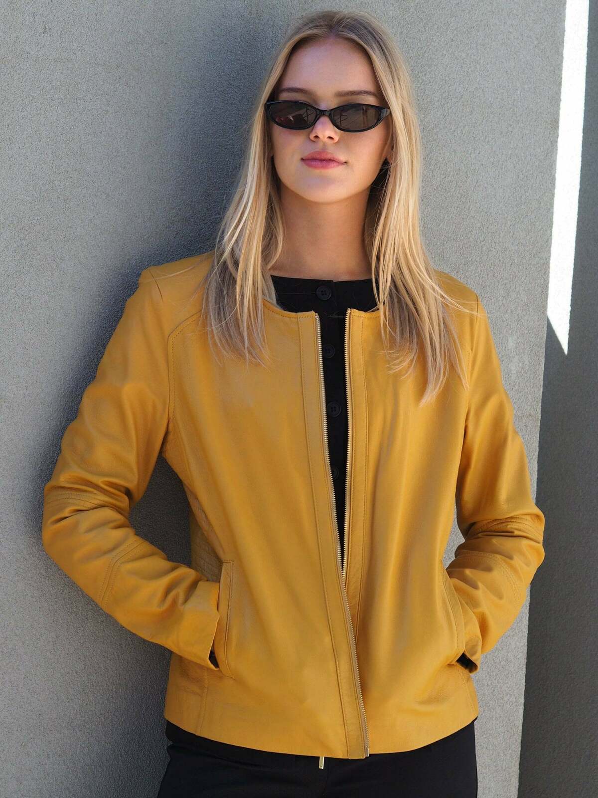 Brooklyn Collarless Jacket  |  Saffron