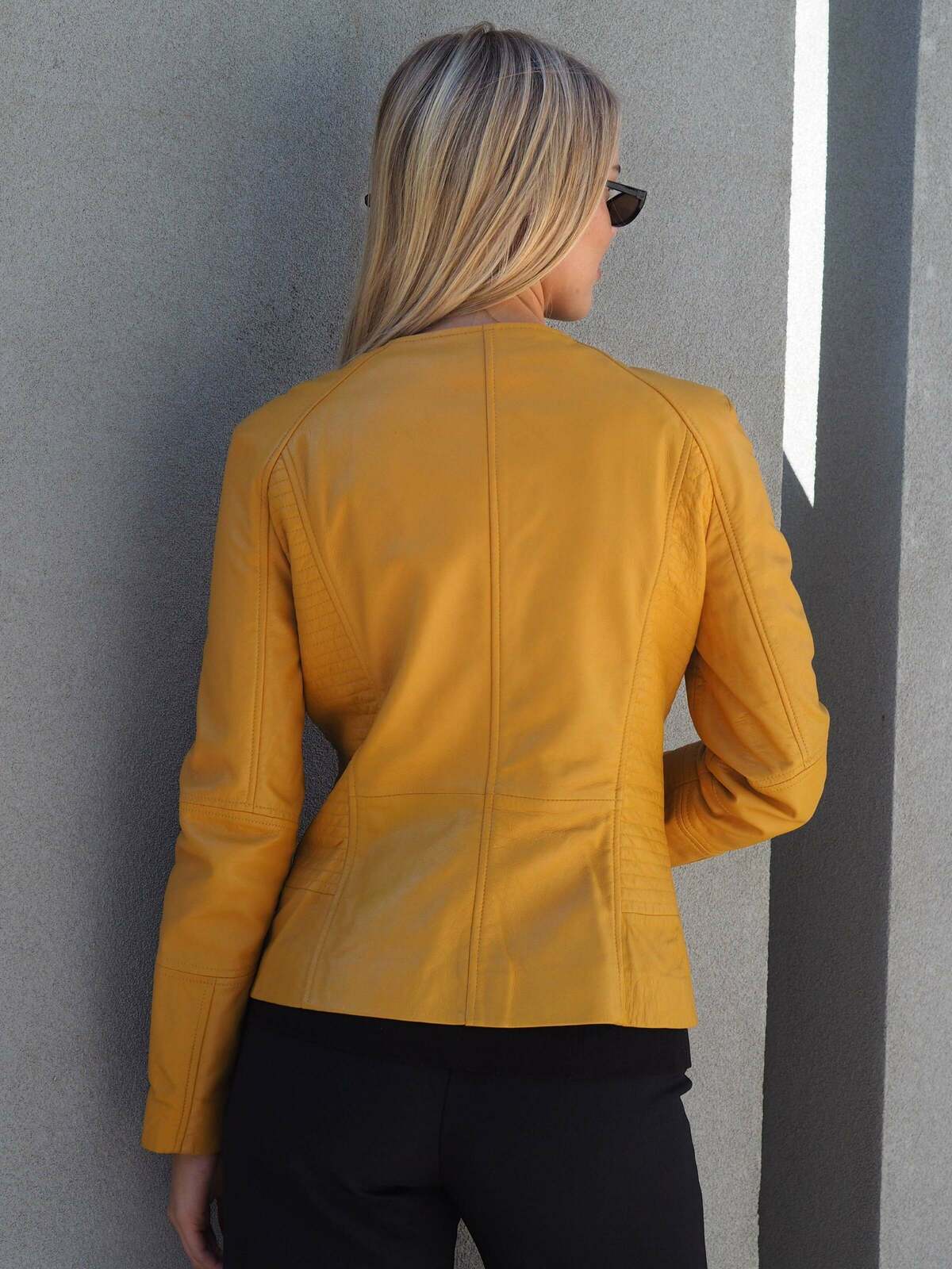 Brooklyn Collarless Jacket  |  Saffron
