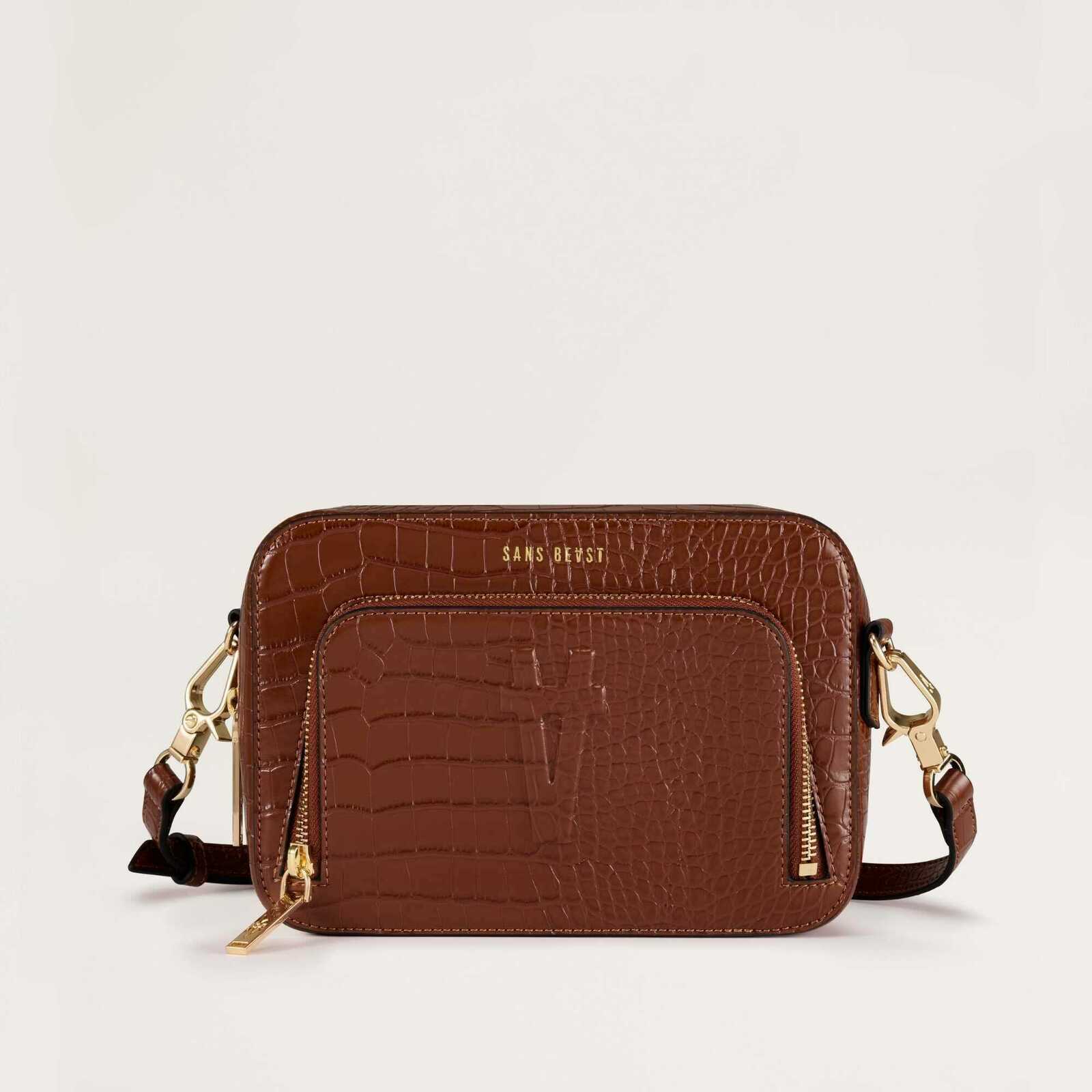Sojourn Crossbody - Mahogany Croco