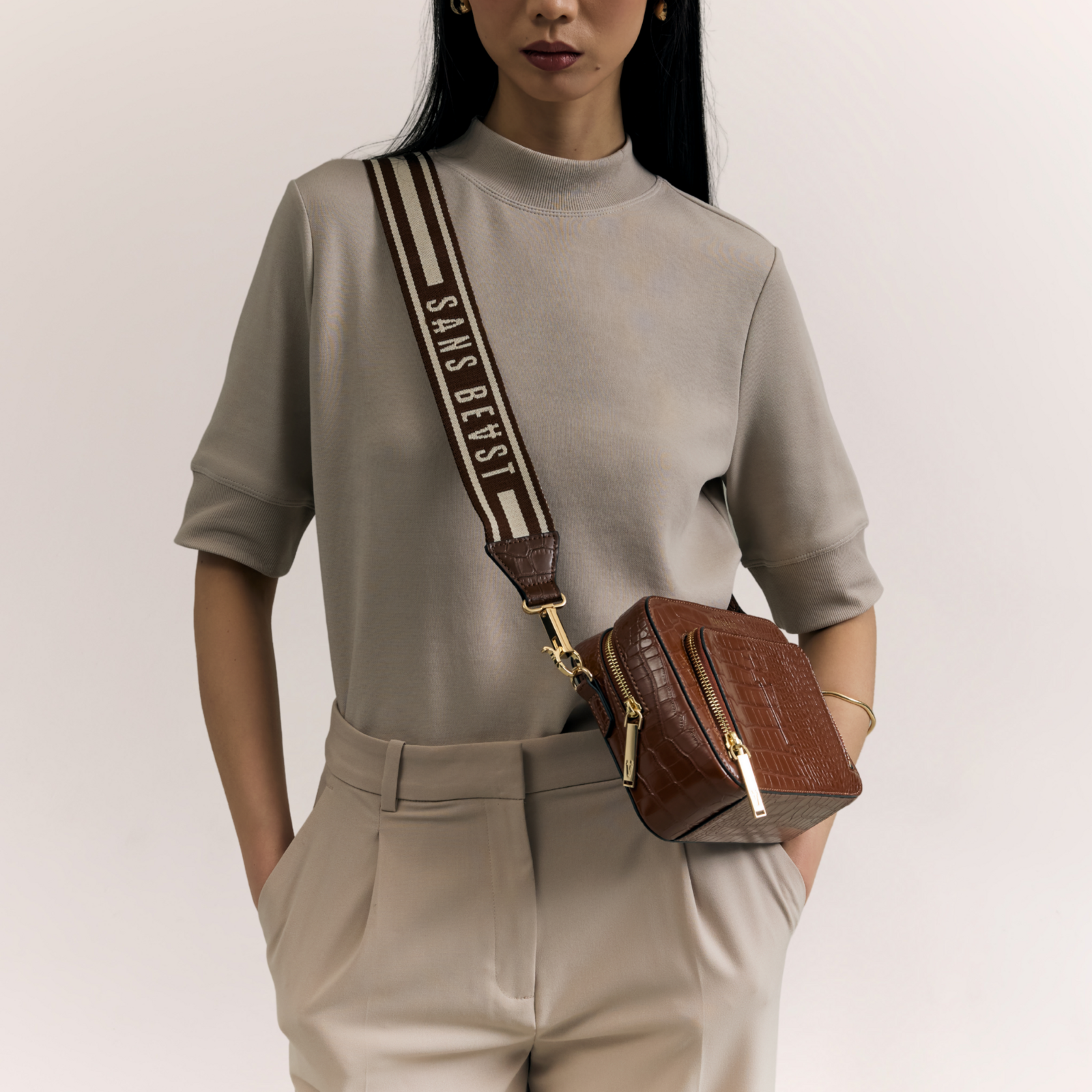 Sojourn Crossbody - Mahogany Croco