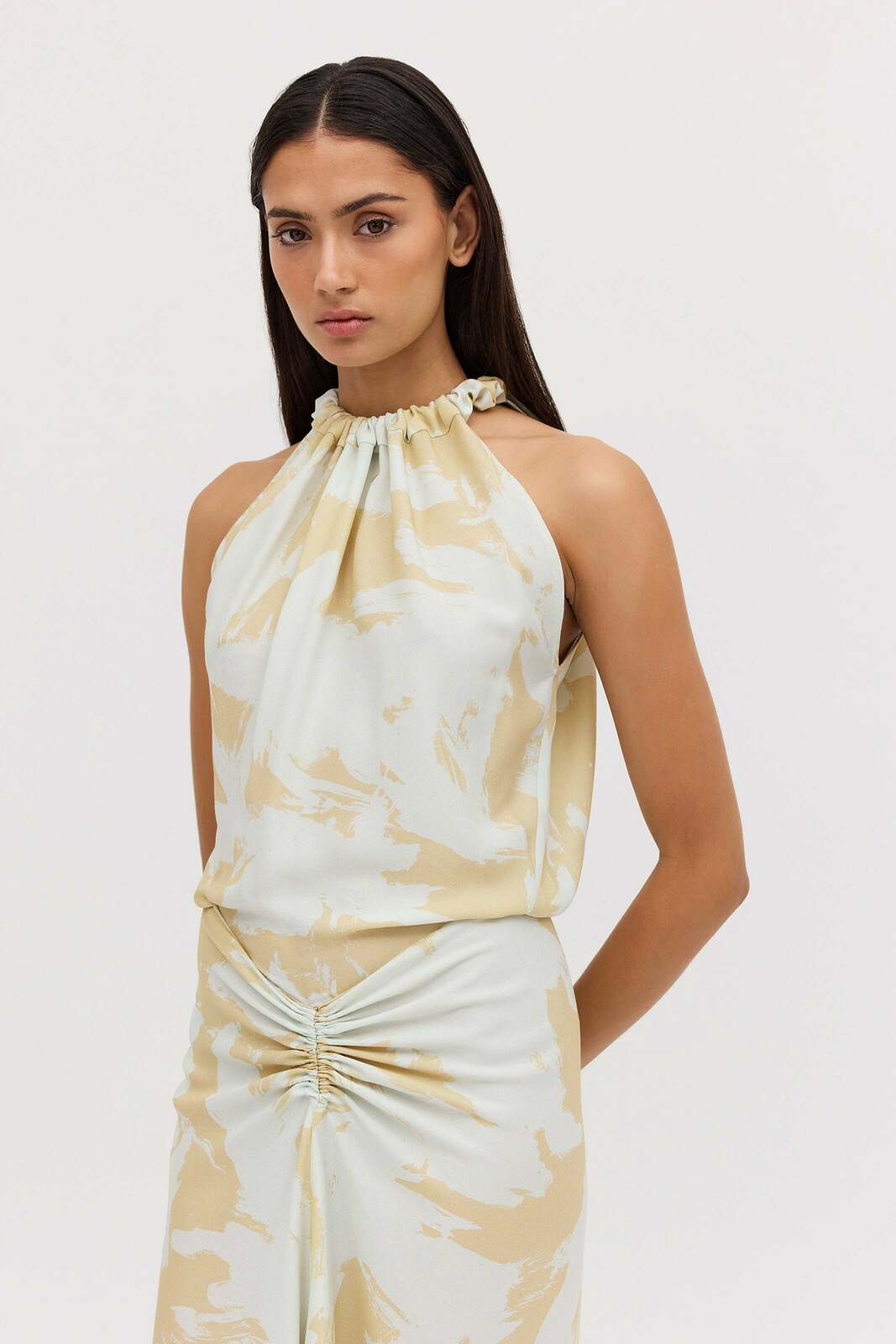MINT BLOOM CREPE MAJORCA DRESS