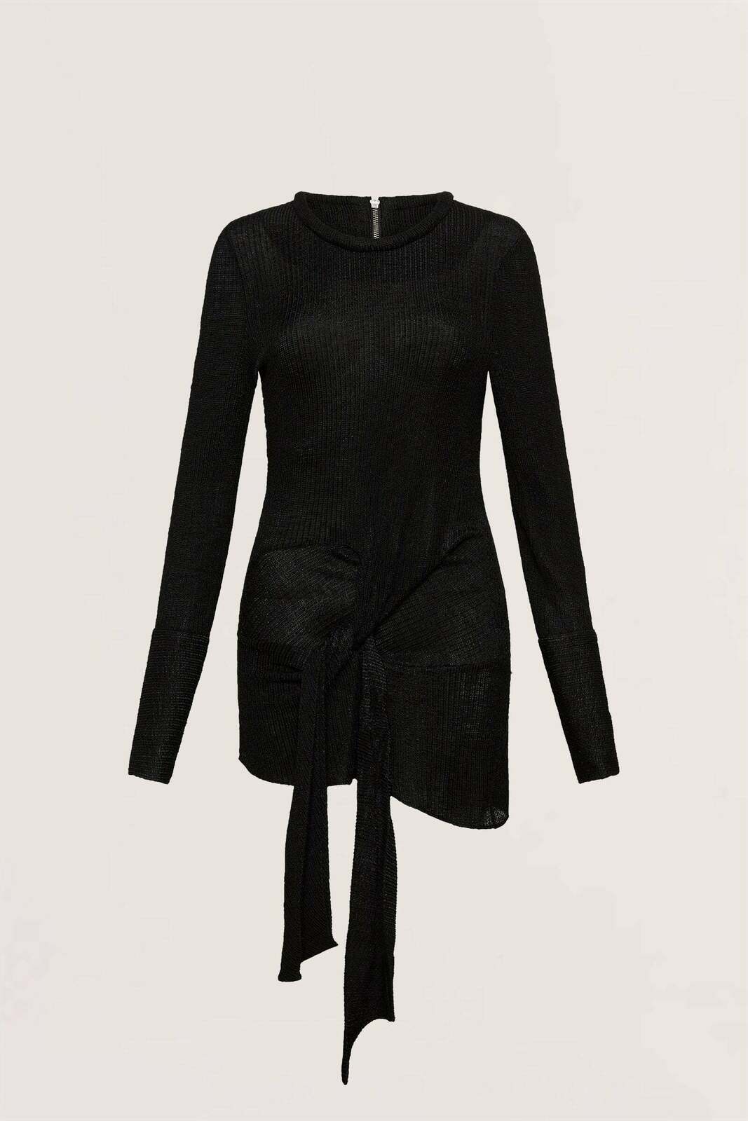 BLACK TEXTURE JERSEY SUBJECT TOP