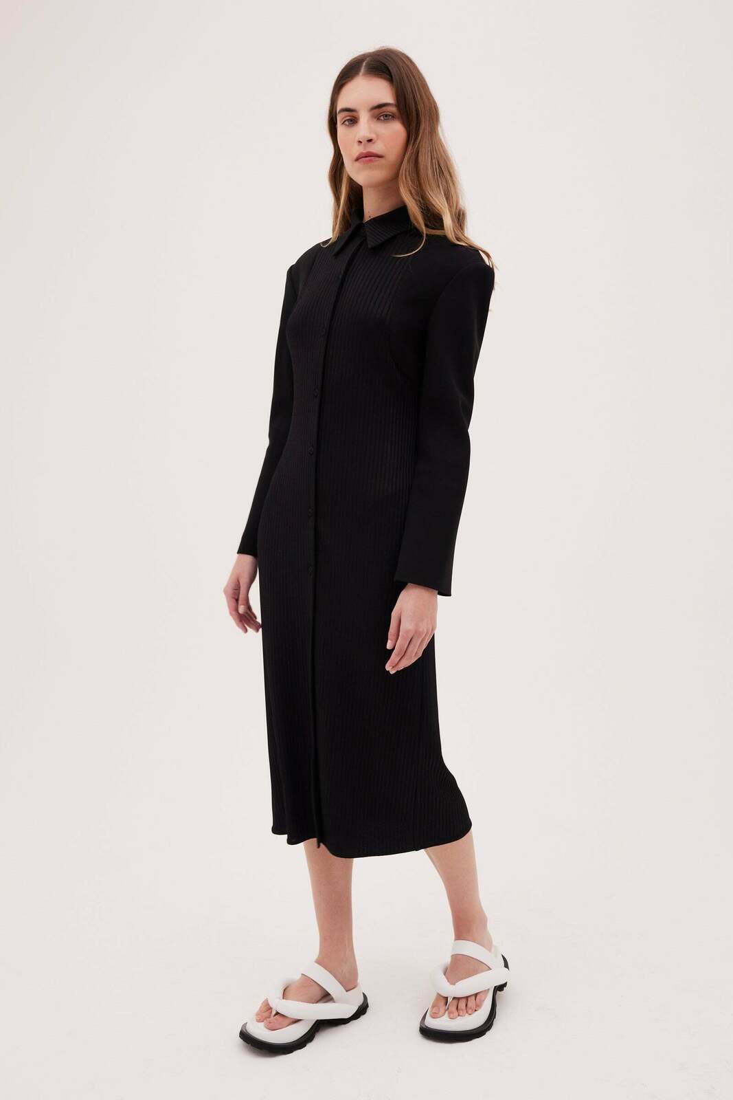 BLACK RIB CLAUDIA DRESS