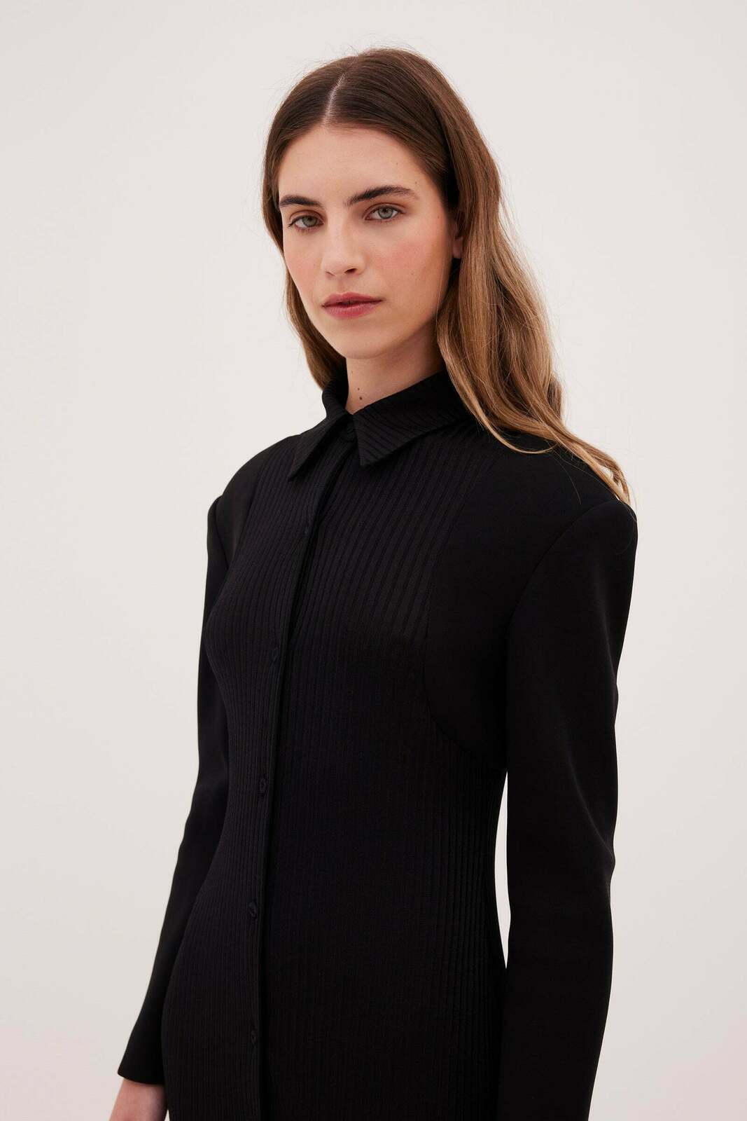 BLACK RIB CLAUDIA DRESS