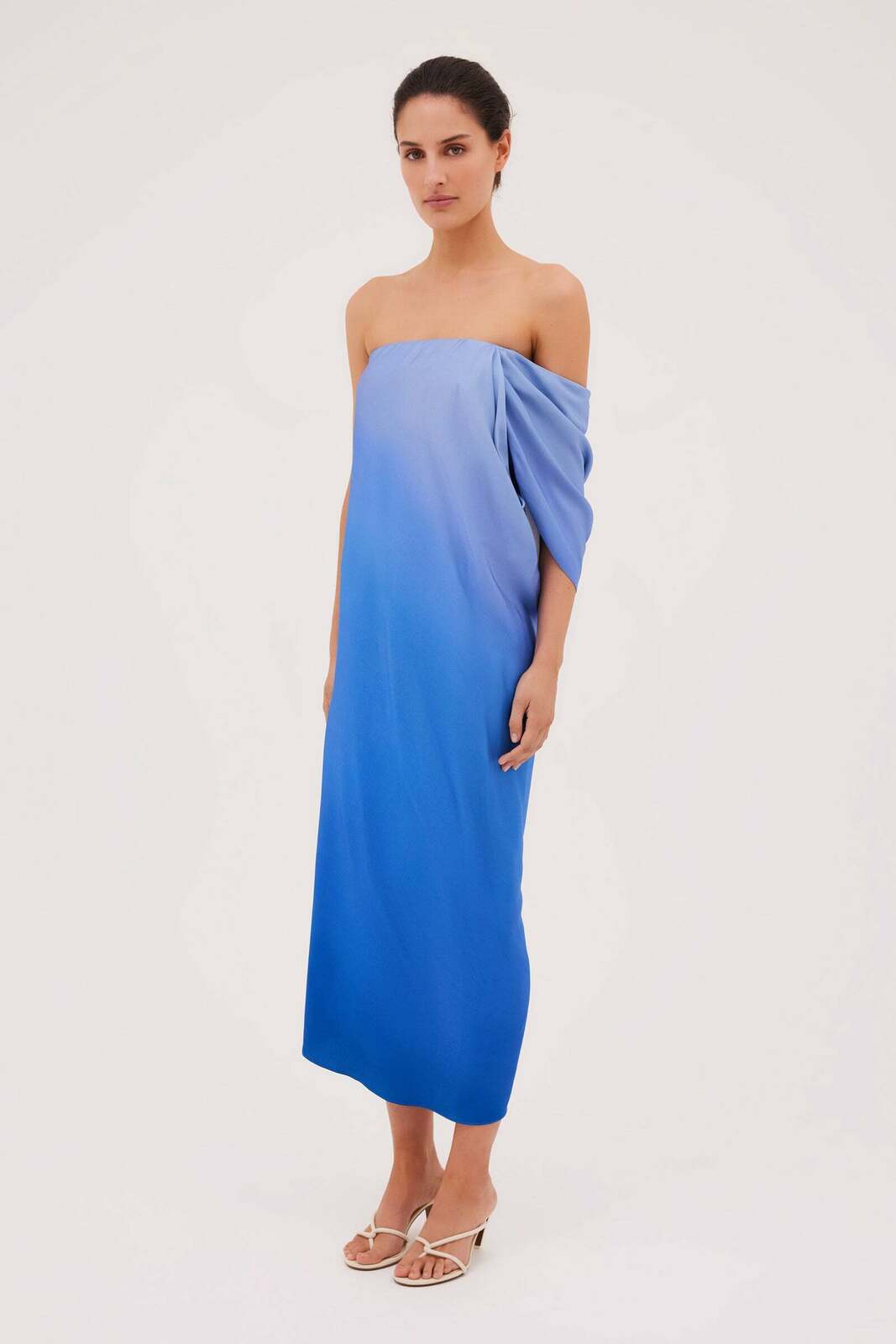 AZURE OMBRE SATIN PARAGON DRESS