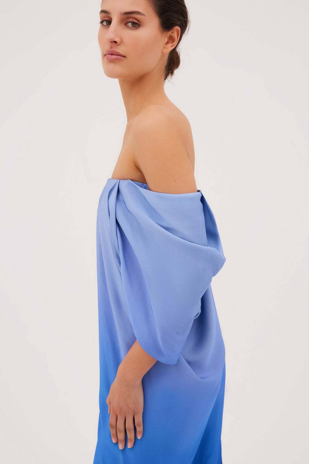 AZURE OMBRE SATIN PARAGON DRESS