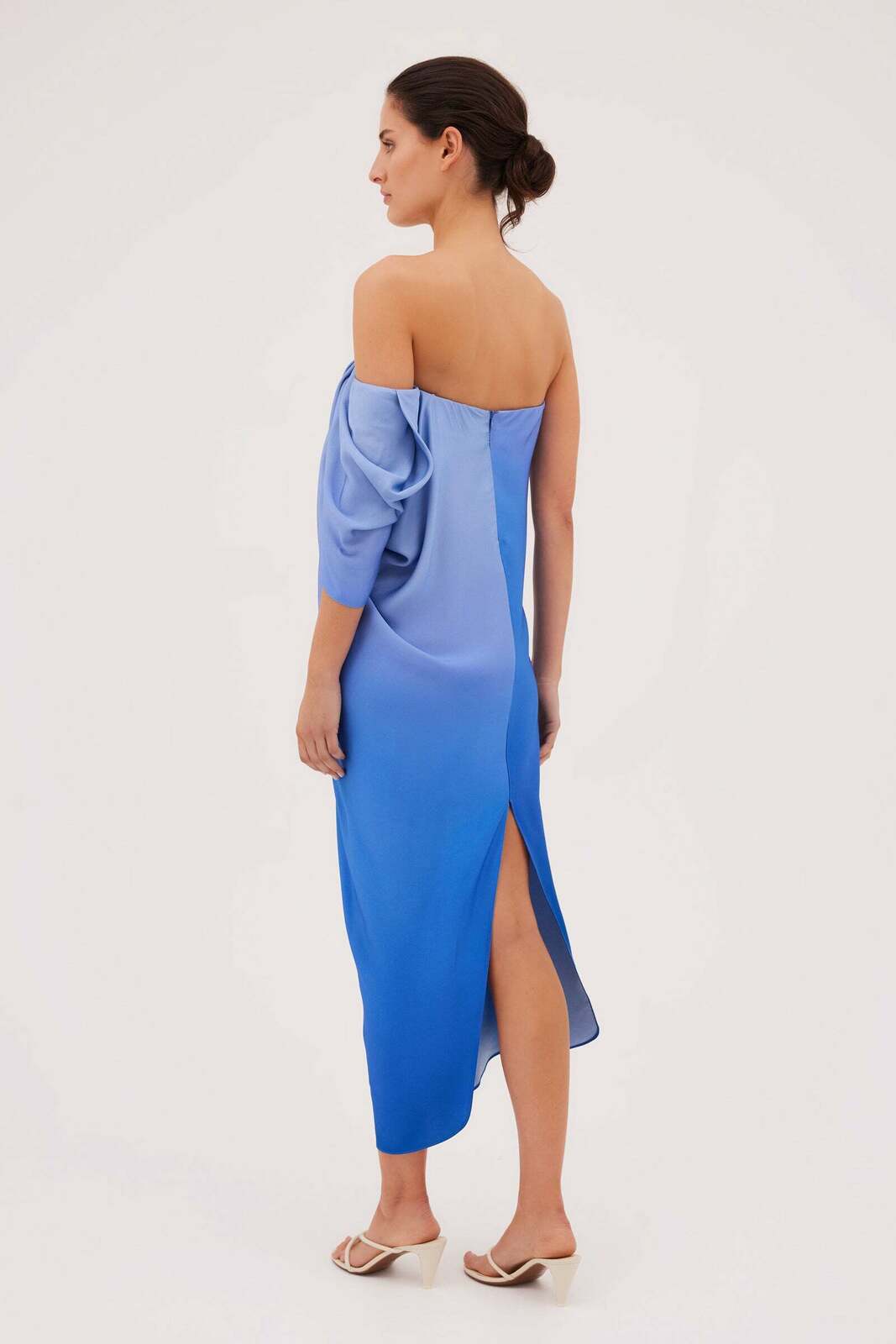 AZURE OMBRE SATIN PARAGON DRESS