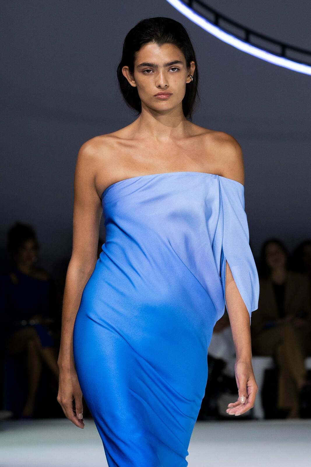 AZURE OMBRE SATIN PARAGON DRESS