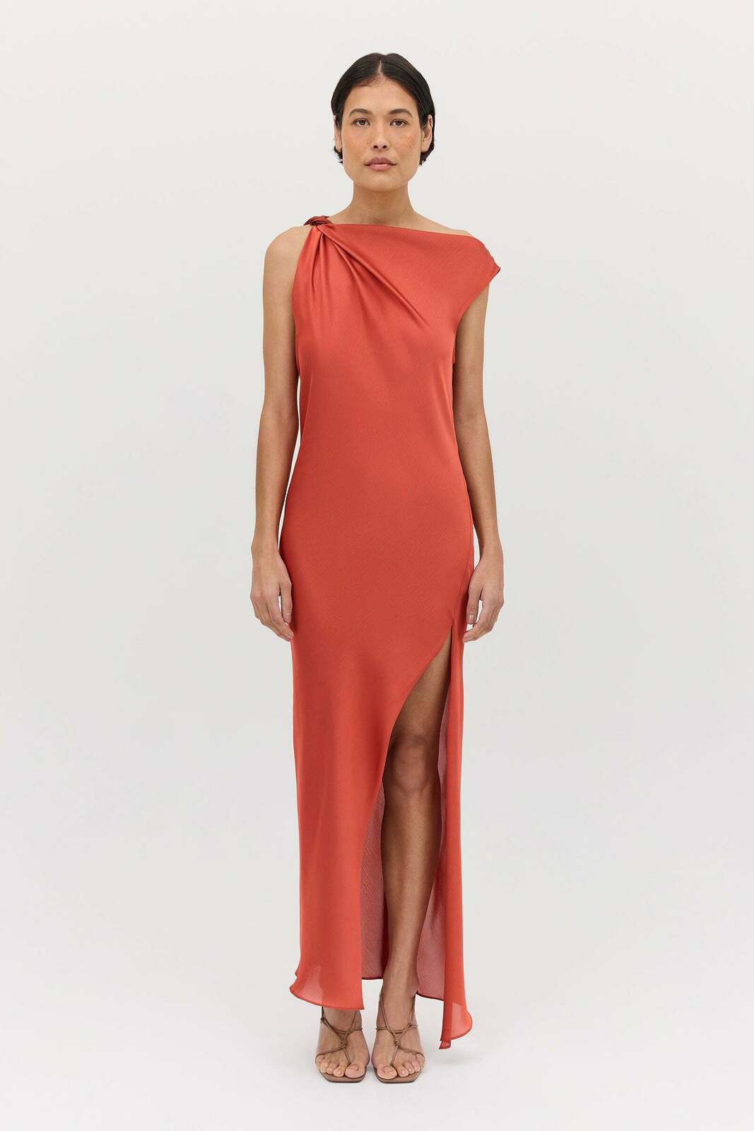CORAL CHIFFON FORM DRESS
