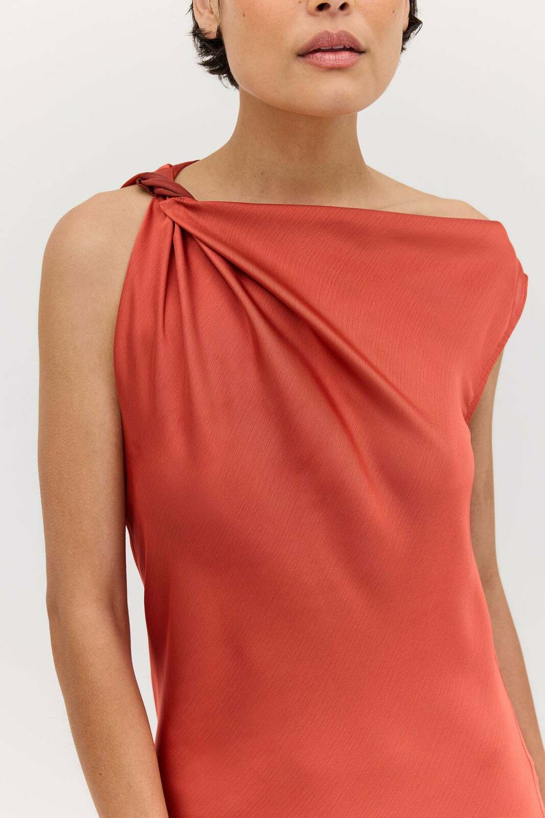 CORAL CHIFFON FORM DRESS