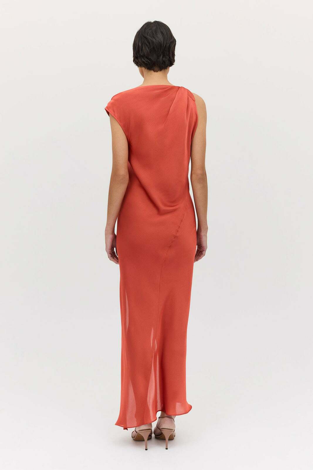 CORAL CHIFFON FORM DRESS