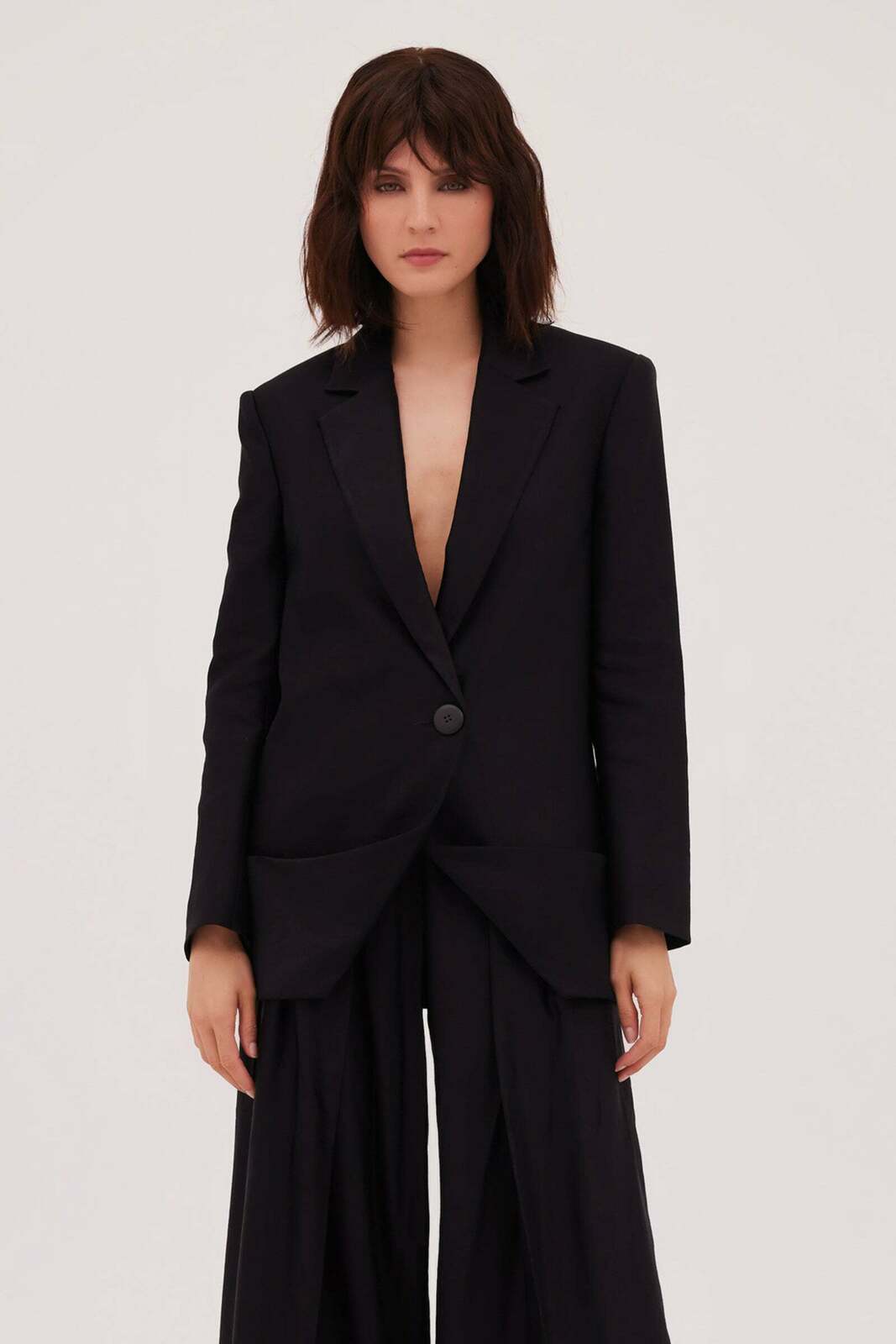 BLACK LINEN TWILL EVOKE JACKET
