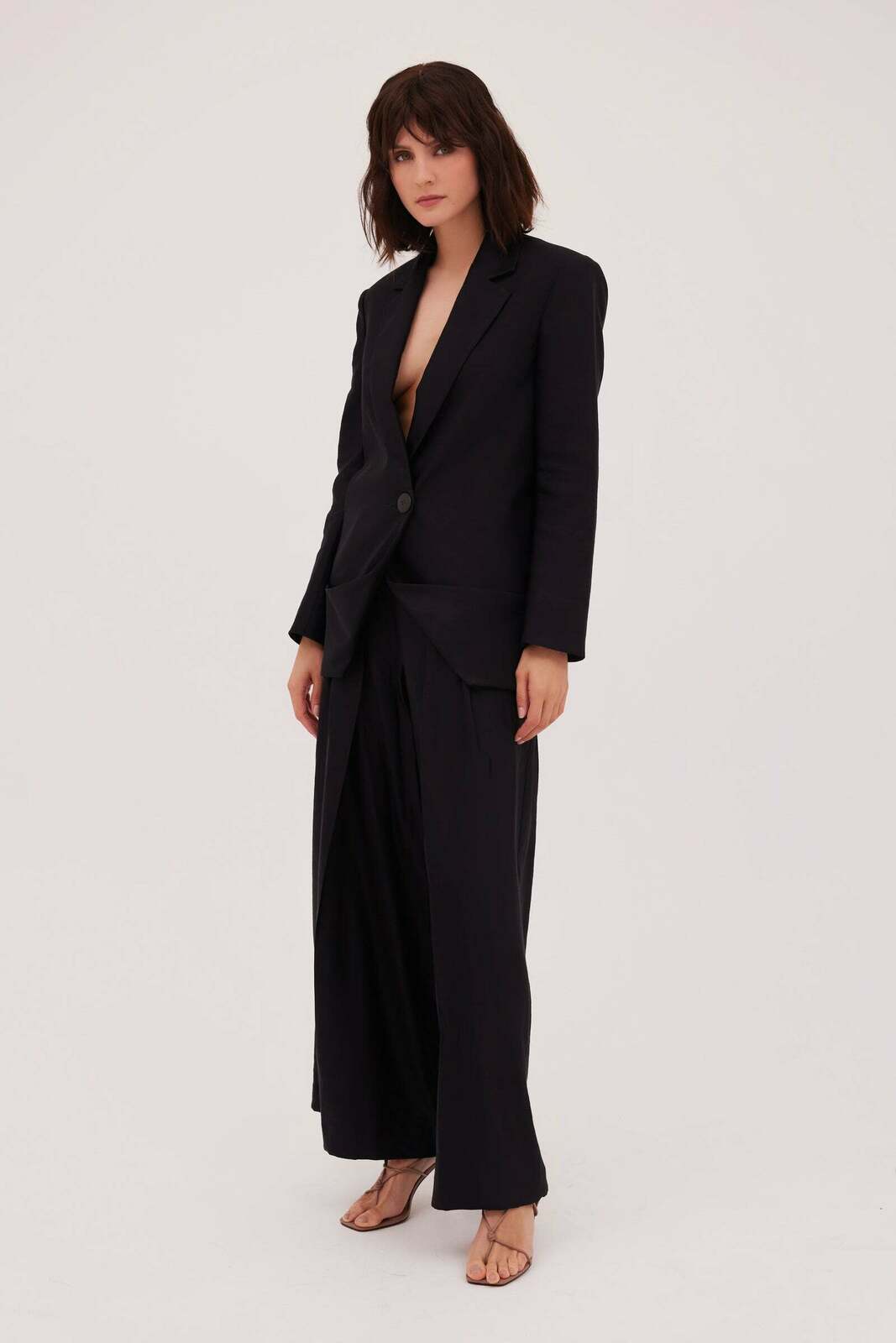 BLACK LINEN TWILL EVOKE JACKET