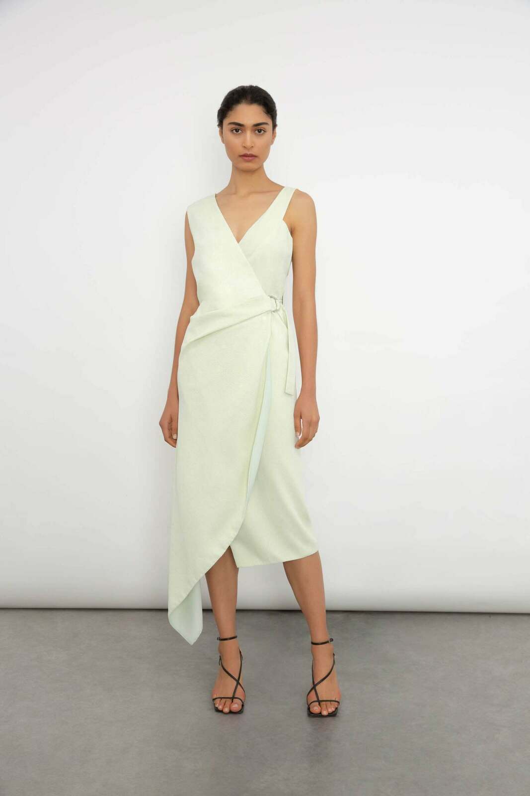 PISTACHIO CRINKLE CREPE CHLOE DRESS