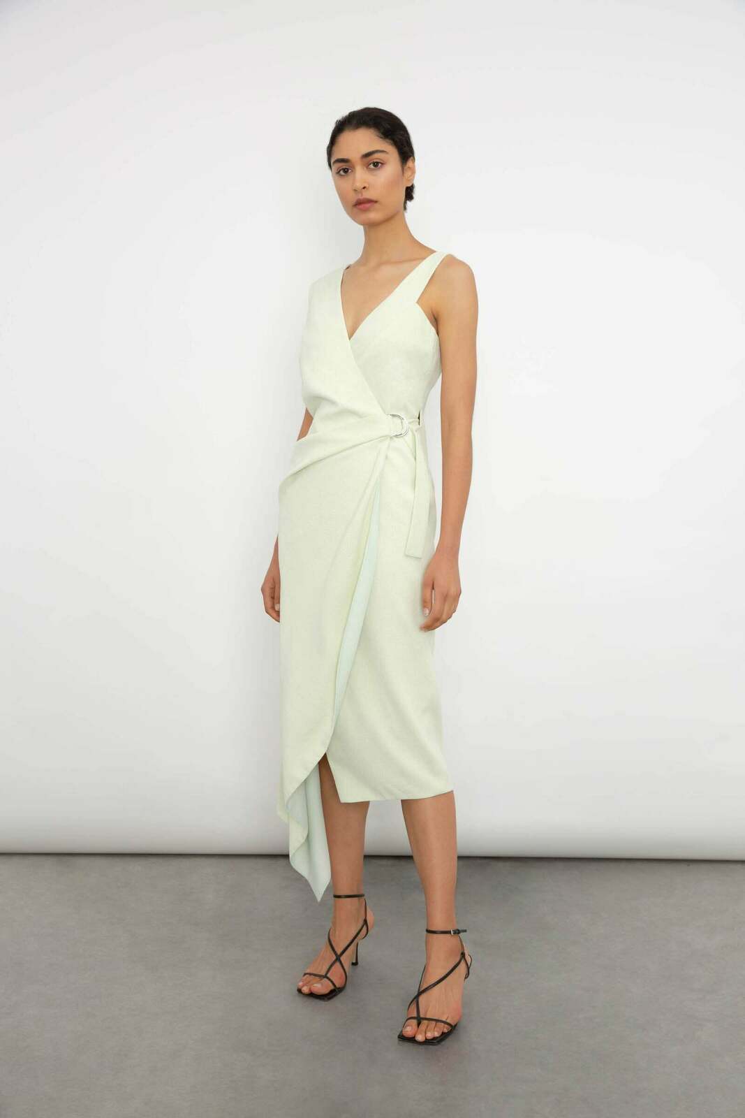 PISTACHIO CRINKLE CREPE CHLOE DRESS