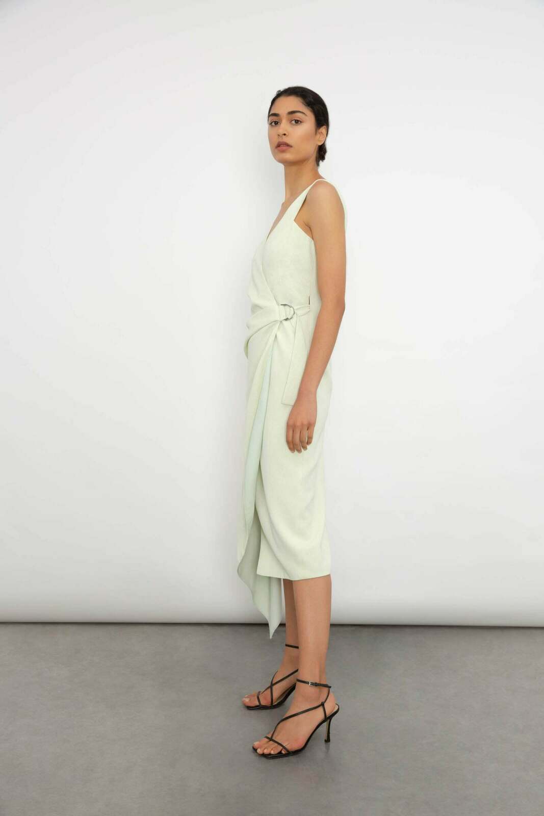PISTACHIO CRINKLE CREPE CHLOE DRESS