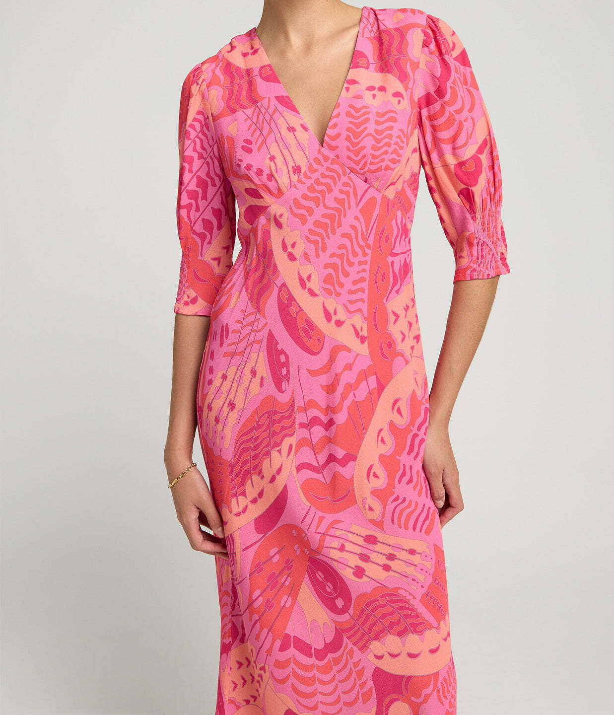 Zadie Short Sleeve Midi Dress in Butterfly Pink