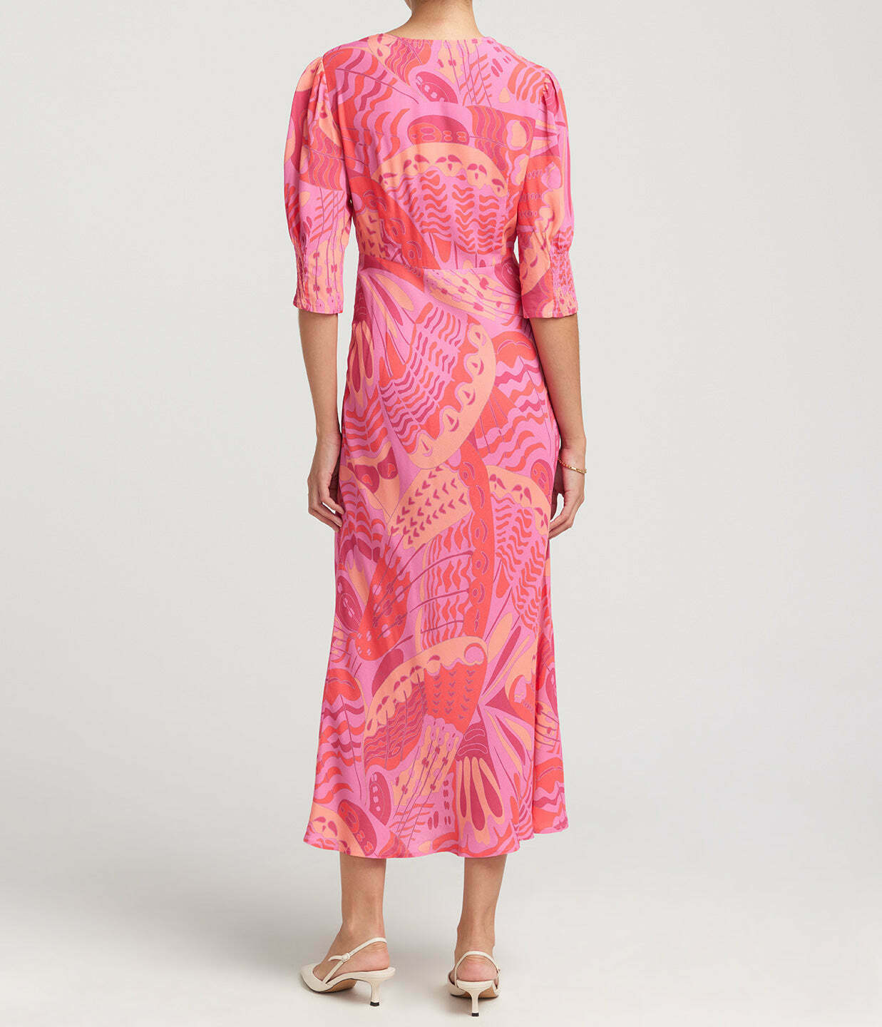 Zadie Short Sleeve Midi Dress in Butterfly Pink