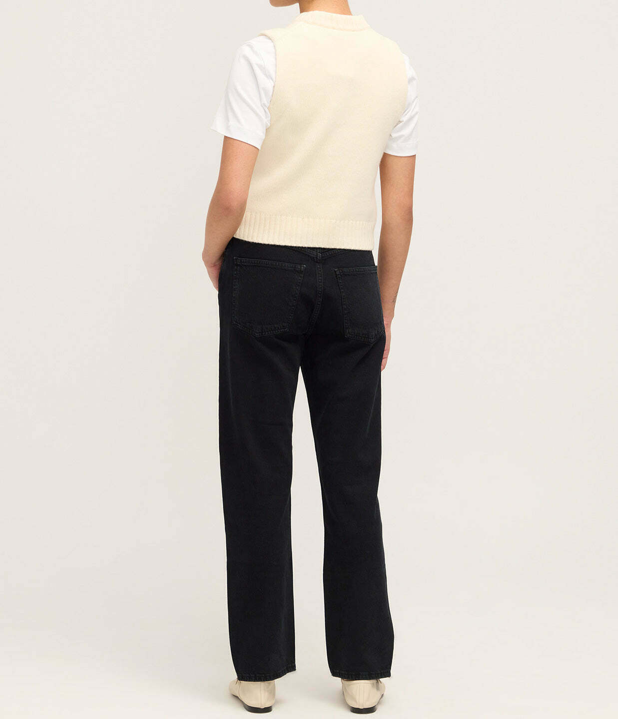 Graphic Wool Vest in Egret