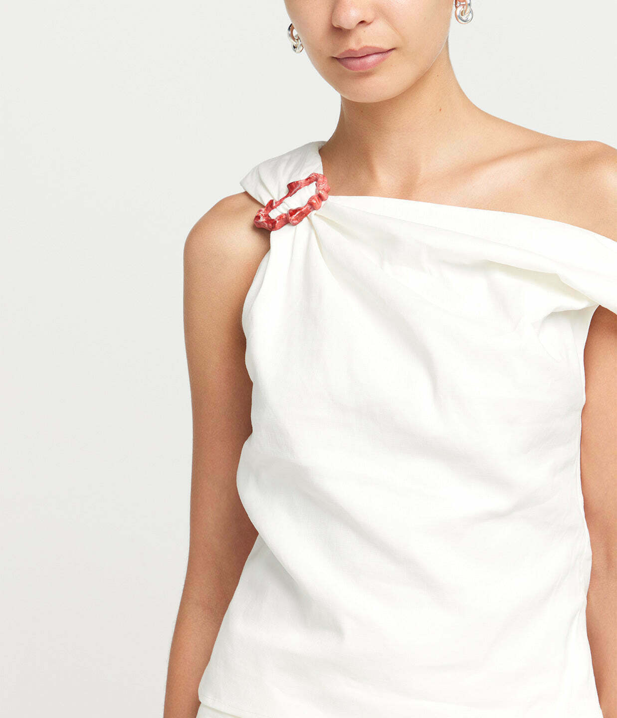 Minkey Asymmetrical Linen Top in Ivory