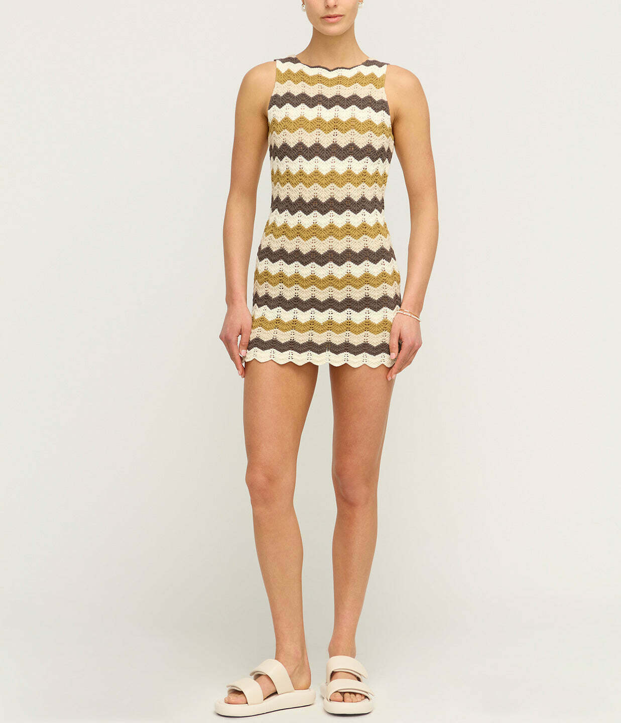 Cotton Crochet Dress in Chevron