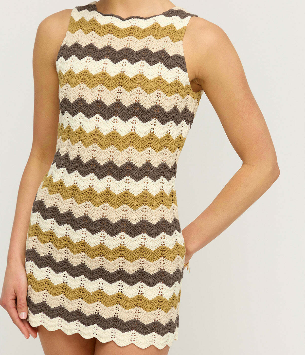 Cotton Crochet Dress in Chevron
