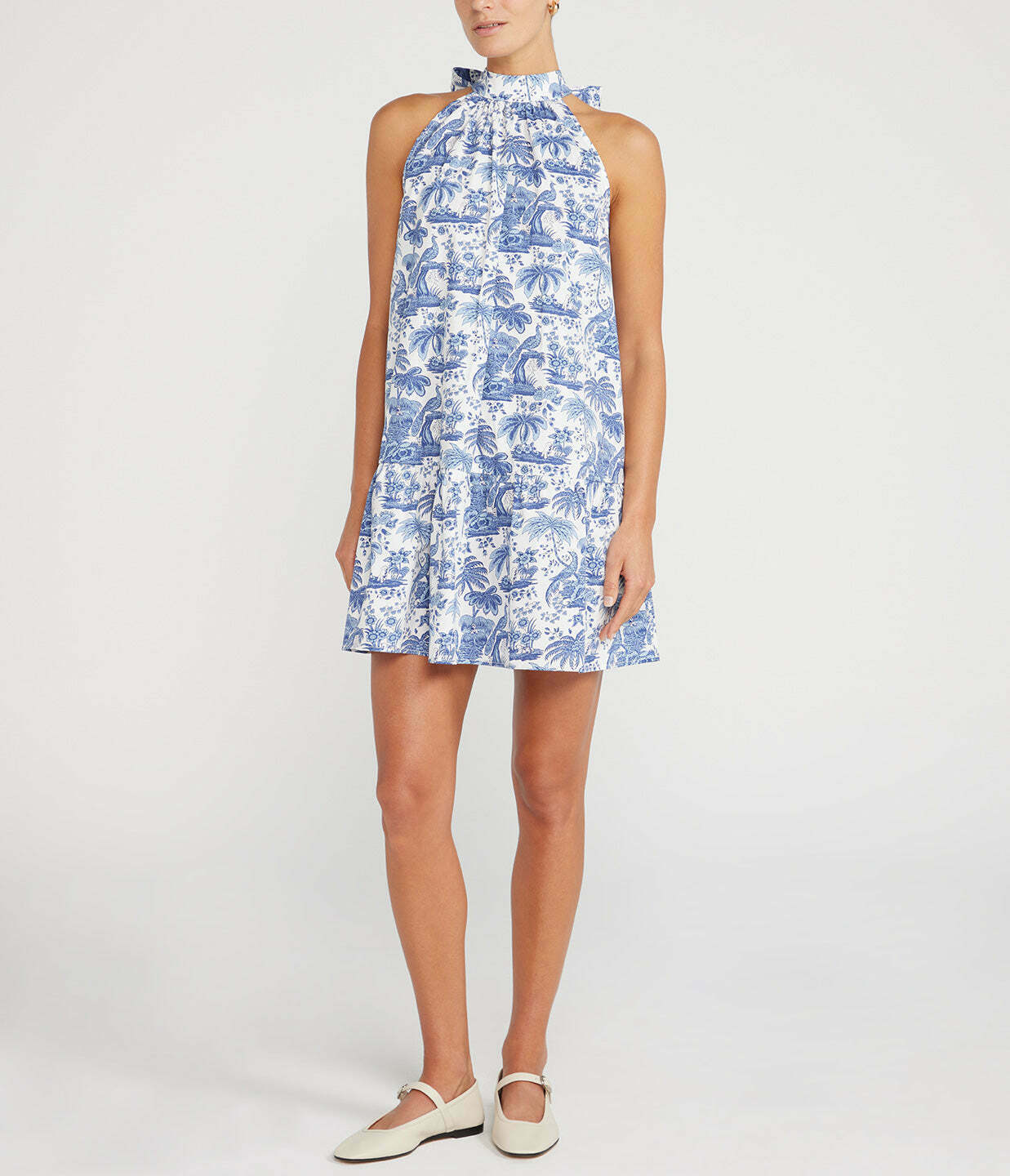 Marlowe Mini Dress in Blue Toile