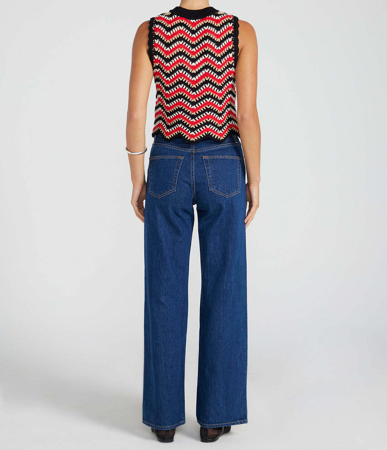 Cotton Crochet Vest in Racing Red