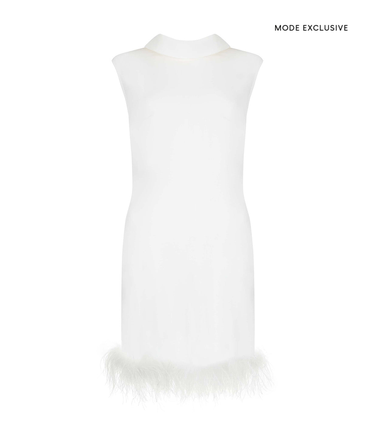 Candice Silk Satin Crepe Mini Dress in Ivory Feathers