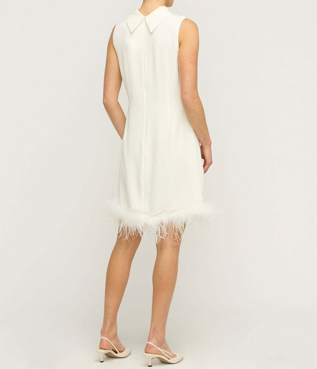 Candice Silk Satin Crepe Mini Dress in Ivory Feathers