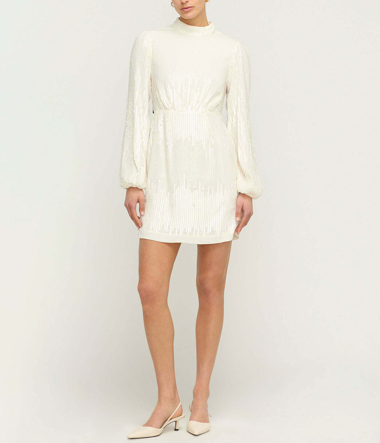 Lara Long Sleeve Mini Dress in Ivory Sequin