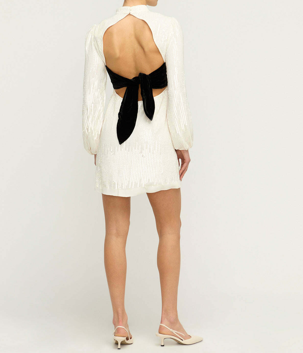 Lara Long Sleeve Mini Dress in Ivory Sequin