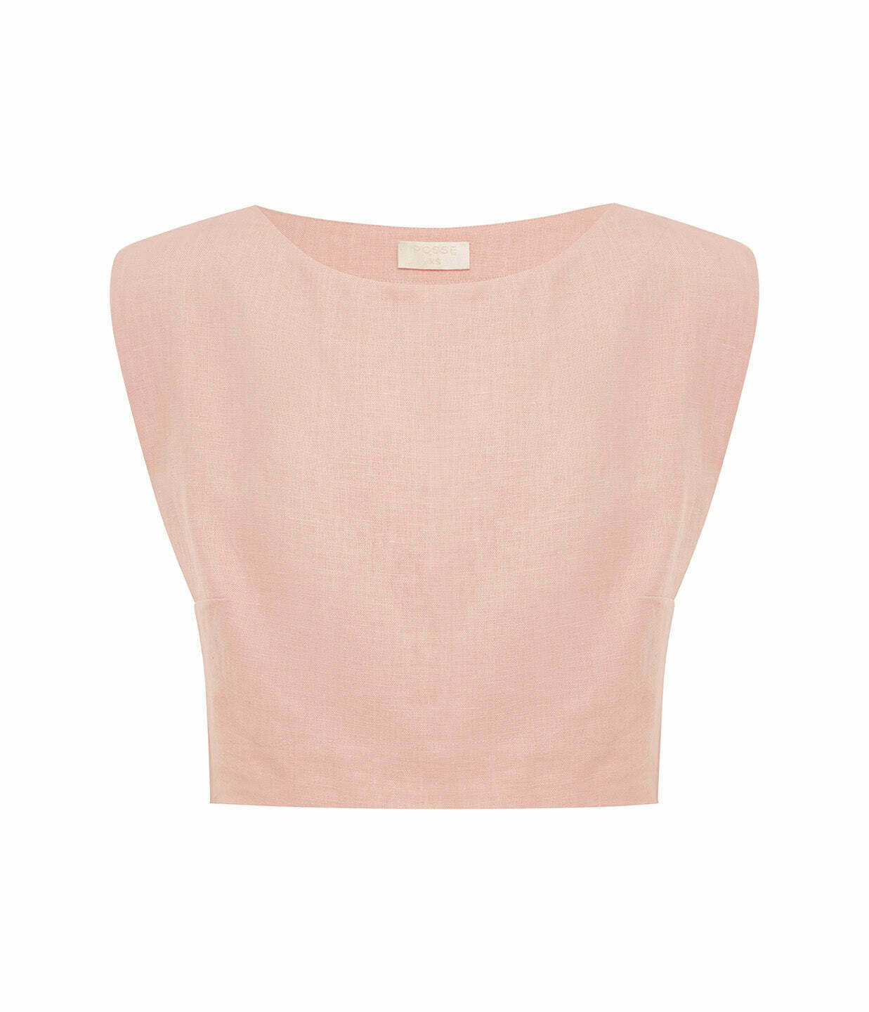 Martina Linen Crop Top in Silver Pink