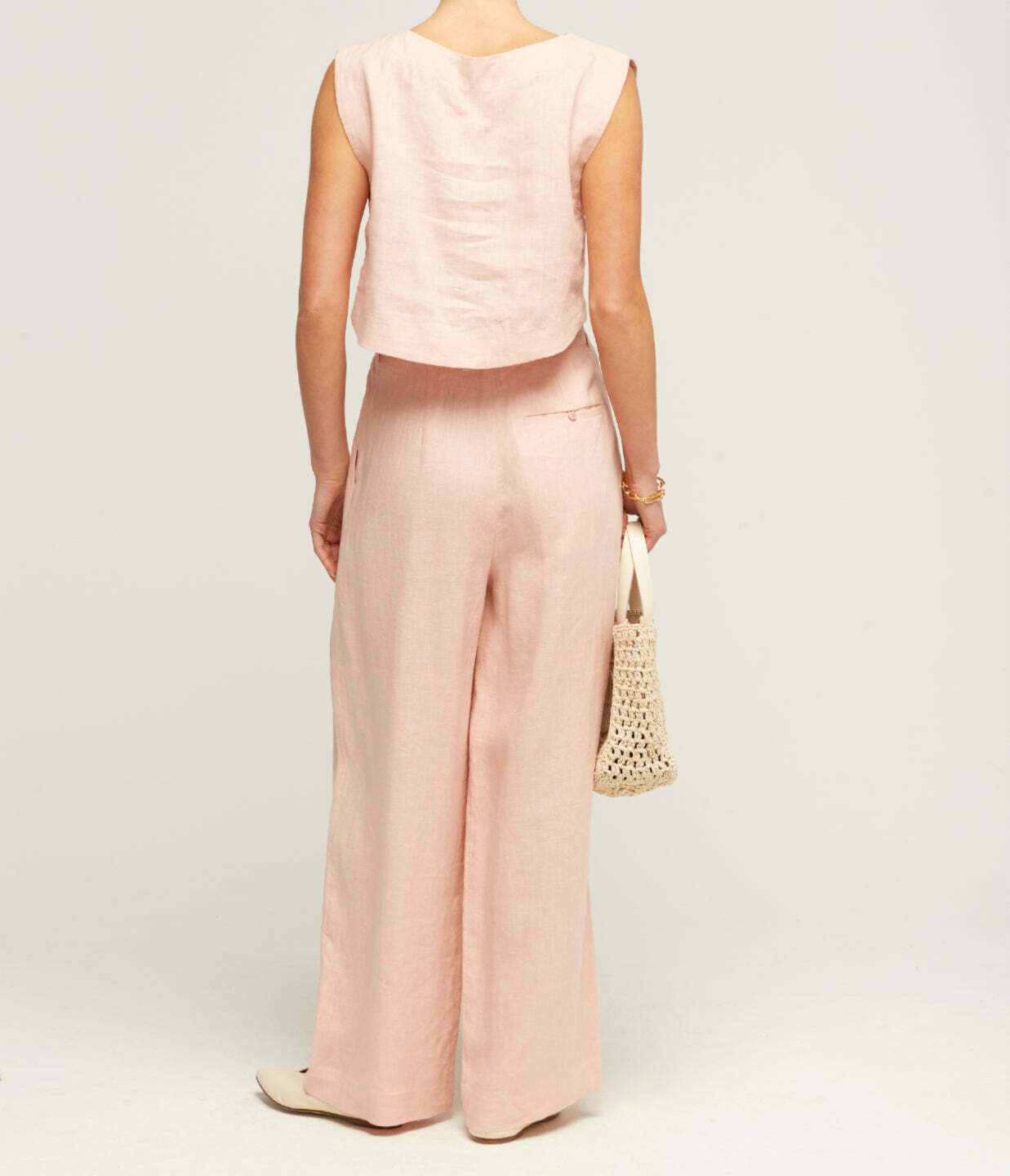 Martina Linen Crop Top in Silver Pink