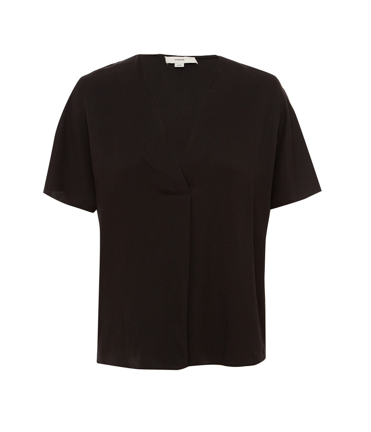 Short Sleeve Silk Blouse in Black