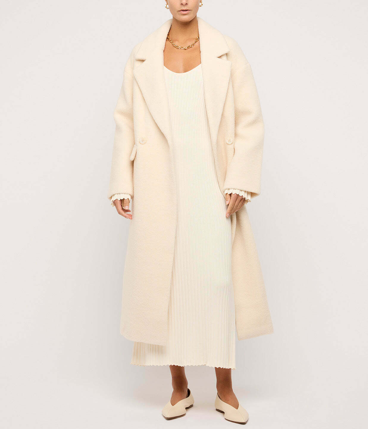 Clementine Wool Blend Coat in Winter White