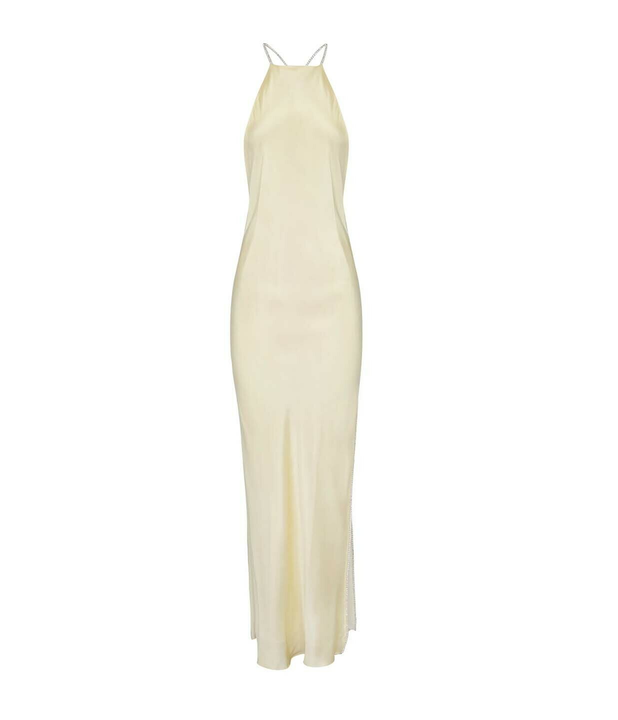 Hudson Bias Silk Satin Crystalline Dress in Butter