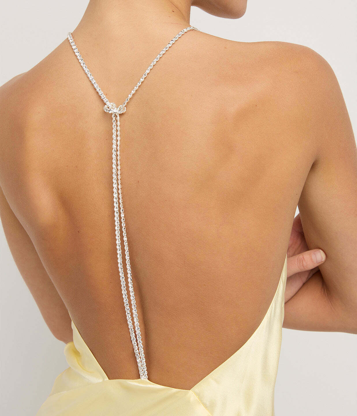 Hudson Bias Silk Satin Crystalline Dress in Butter