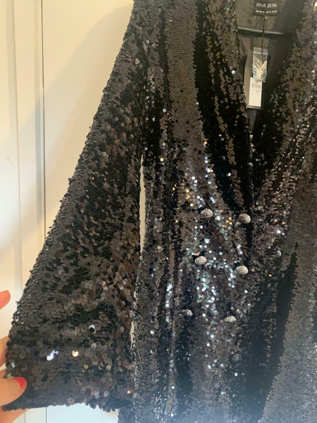 So Fine Tuxedo Dress size 14 black sequin with tags on