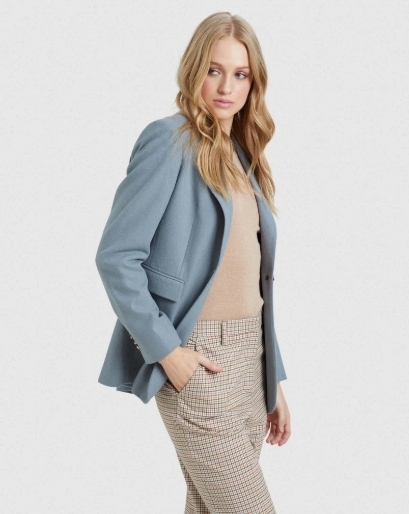 Lola Wool Rich Blazer - Grey Blue