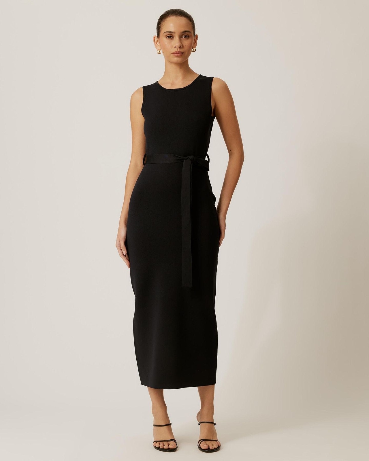 Navy Sarah Belted Midi Dress