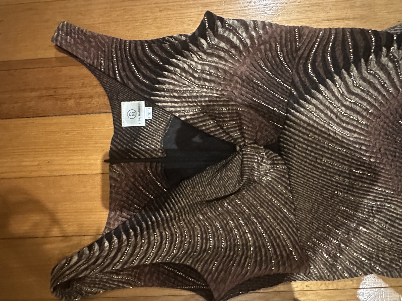 chocolate/gold shimmering summer dress from Lisa Barron, size 12