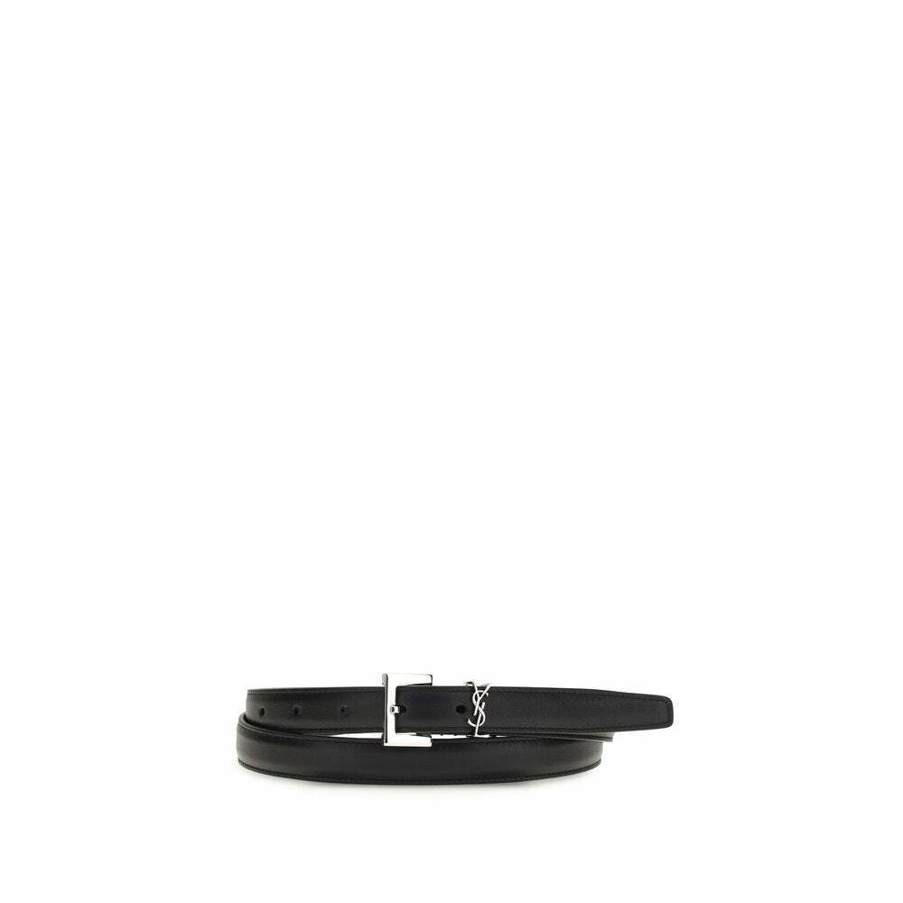 Calf Leather Thin Belt - Black / 85 cm / 34 Inches