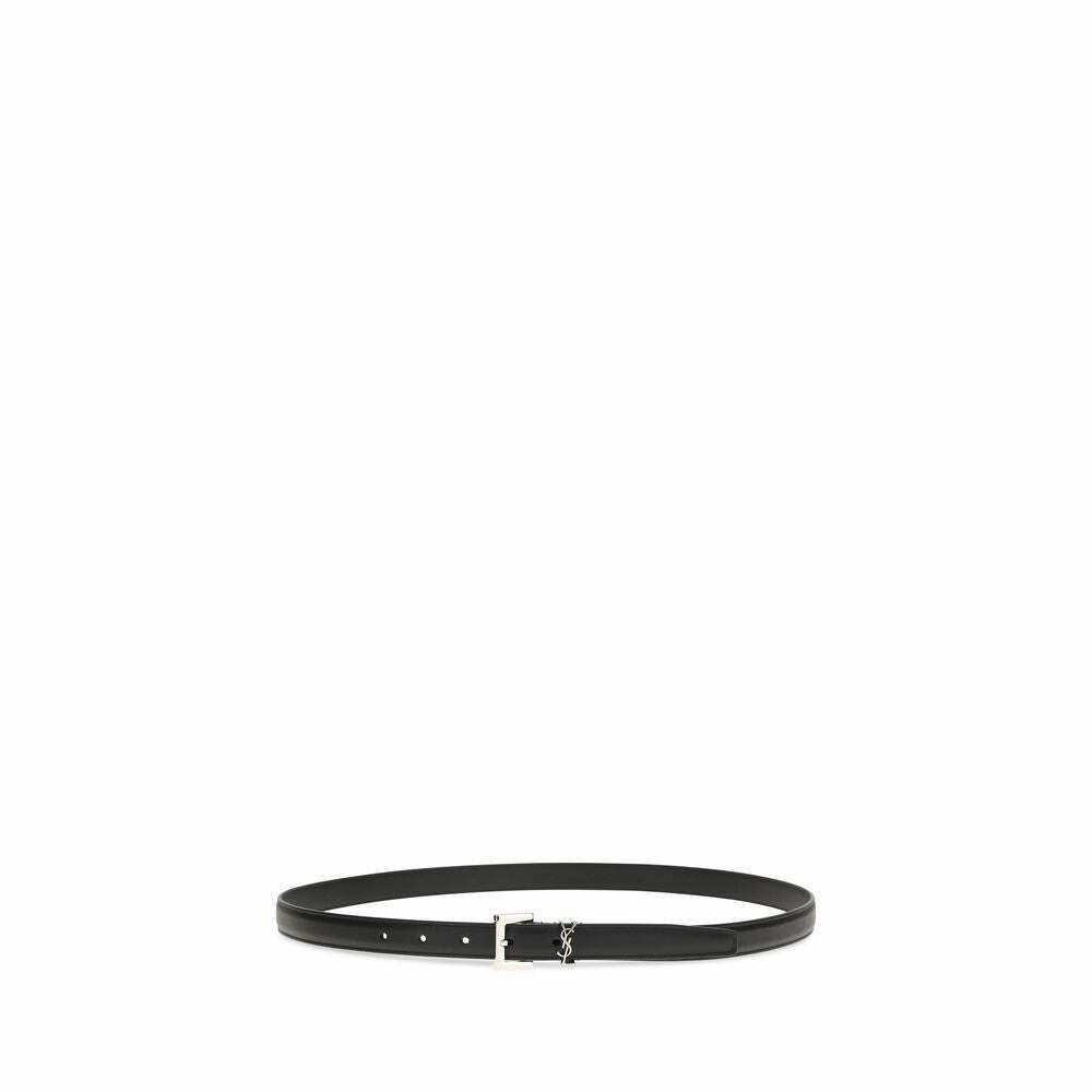 Calf Leather Thin Belt - Black / 85 cm / 34 Inches