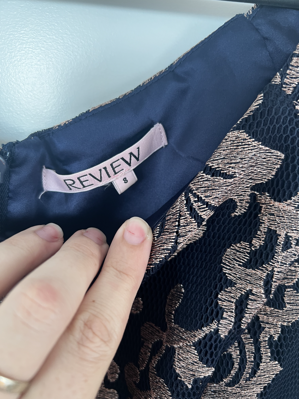 Embroidered Navy and Gold Dress
