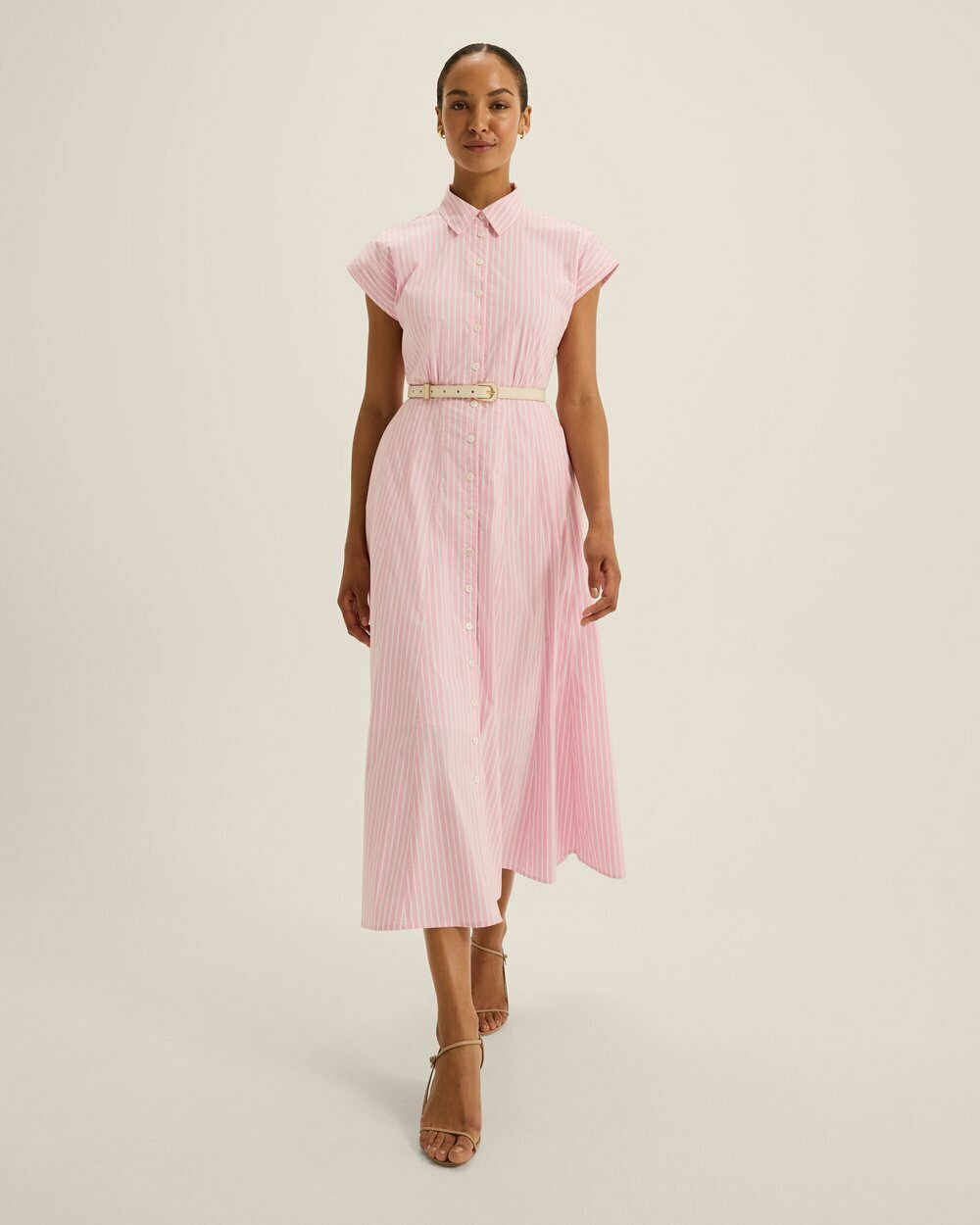 Candice Pink Pinstripe Shirt Dress