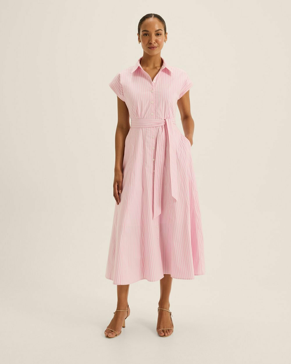 Candice Pink Pinstripe Shirt Dress