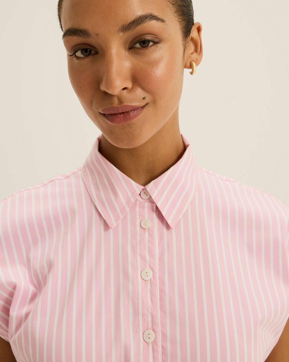 Candice Pink Pinstripe Shirt Dress